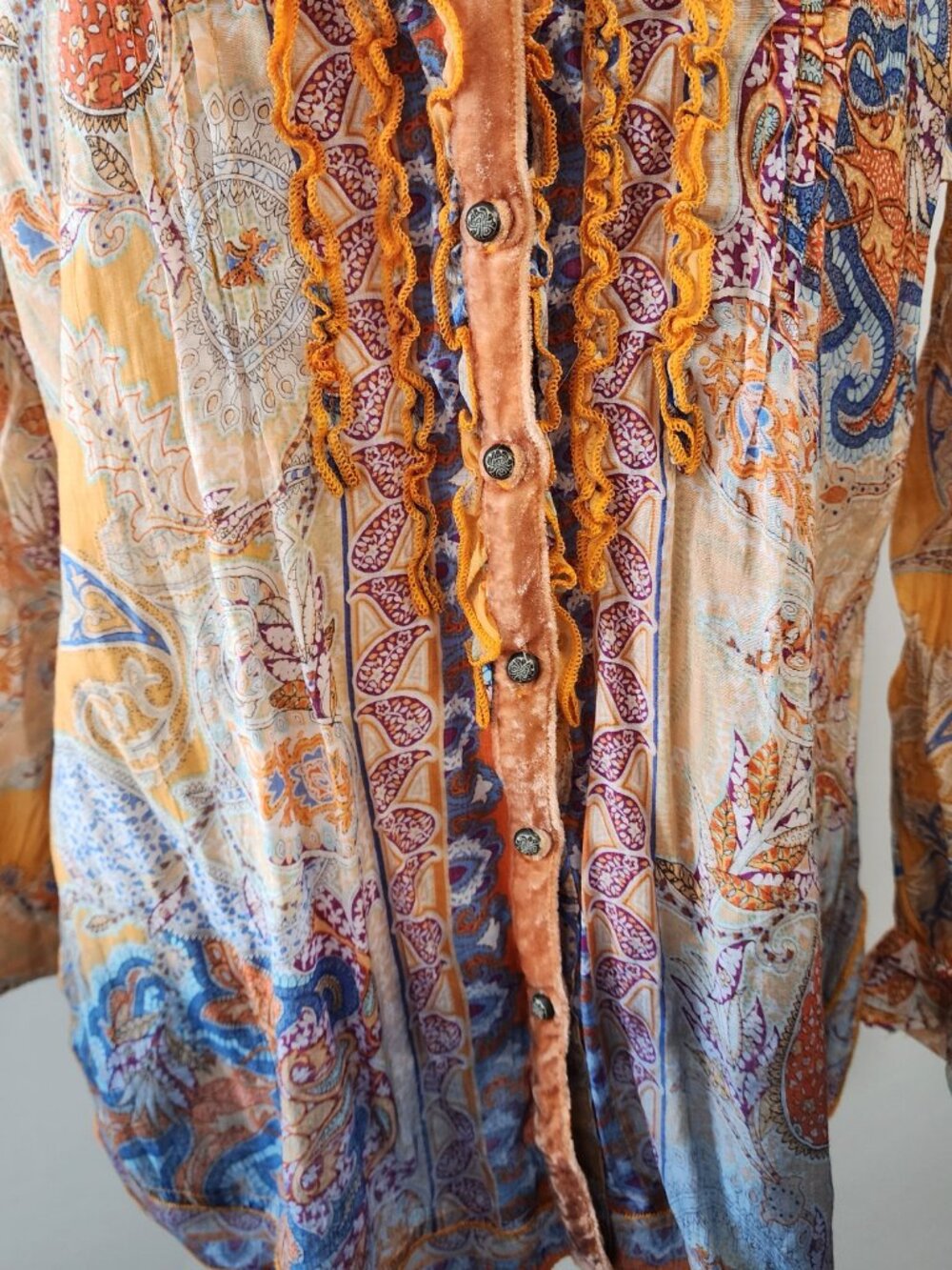 Soft Surroundings Paisley Ruffle Velvet Trim Tunic XL - Picture 8 of 13